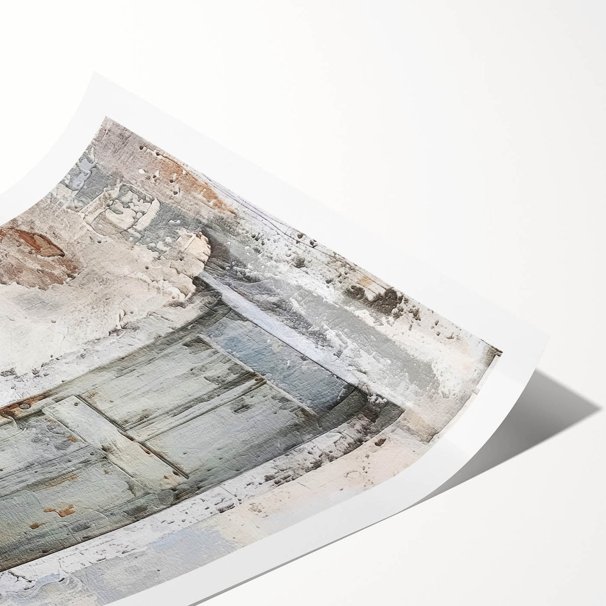 Extra large wall art featuring a rustic Italian door design in muted earth tones on a rolled print.