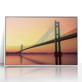 Art Deco poster of geometric buildings in black and white, framed acrylic, suitable for modern nursery wall decor.