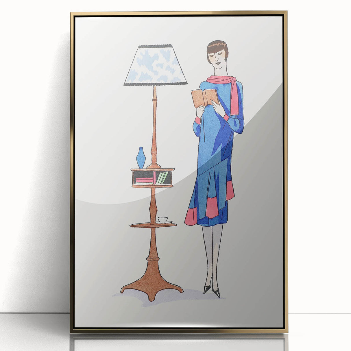 Chic Art Deco Wall Art – Stylish Reading Woman in Vibrant Colors