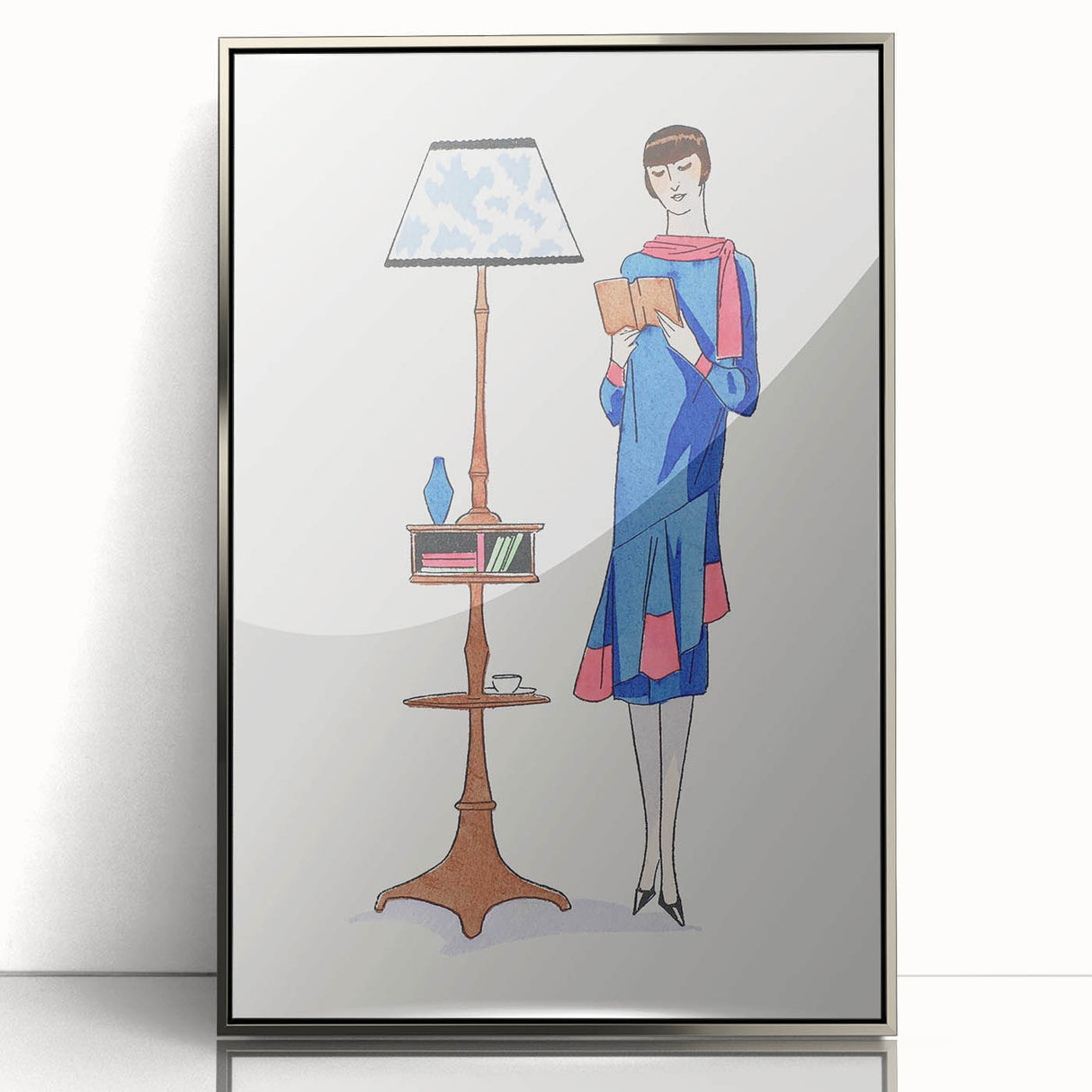 Chic Art Deco Wall Art – Stylish Reading Woman in Vibrant Colors