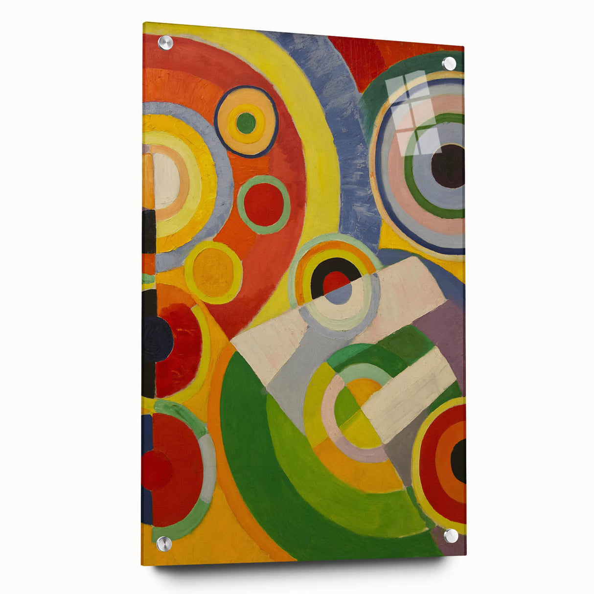 Colorful Geometric Circles Art - Bold Abstract Cubism Wall Decor