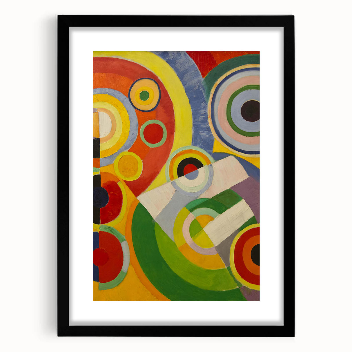 Colorful Geometric Circles Art - Bold Abstract Cubism Wall Decor