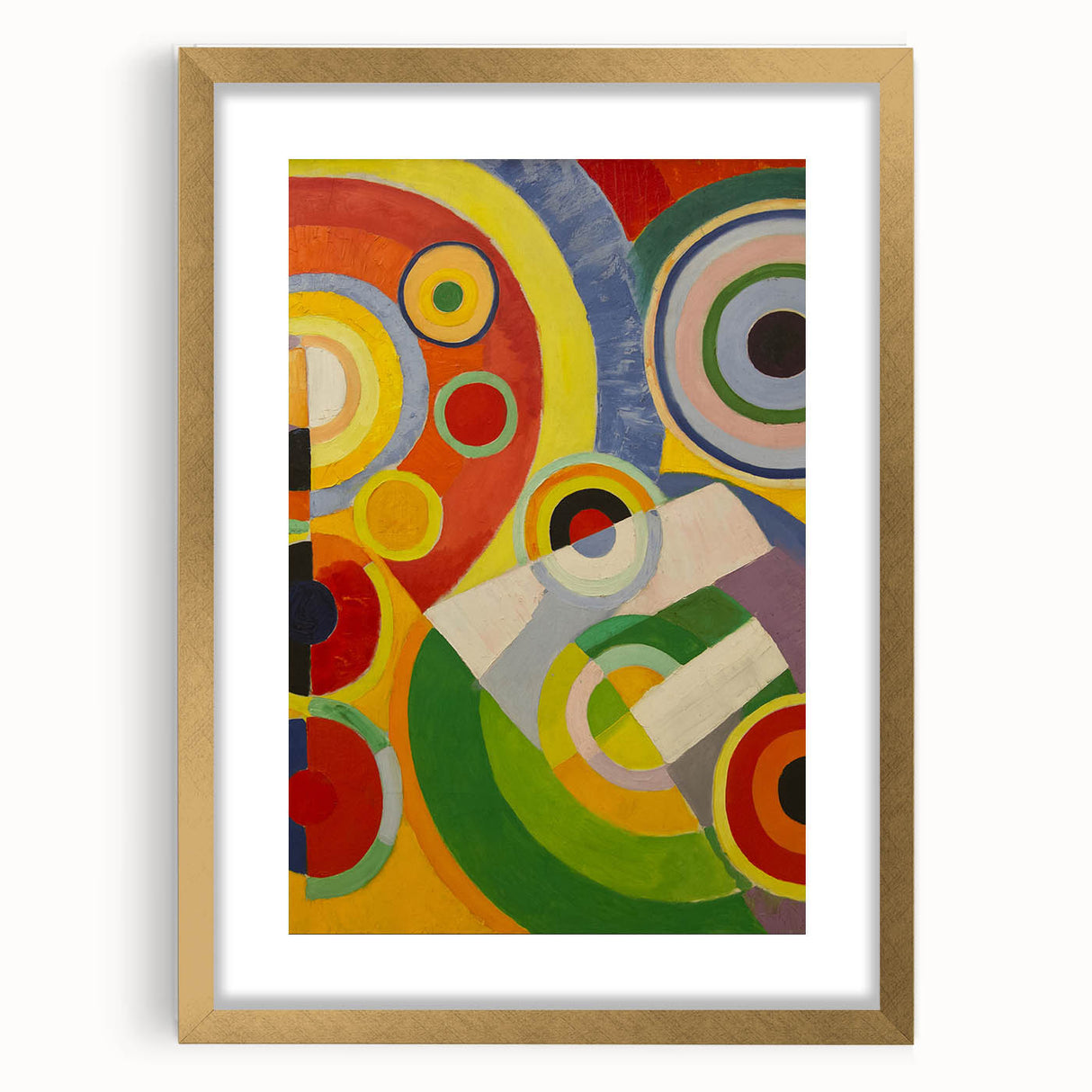 Colorful Geometric Circles Art - Bold Abstract Cubism Wall Decor