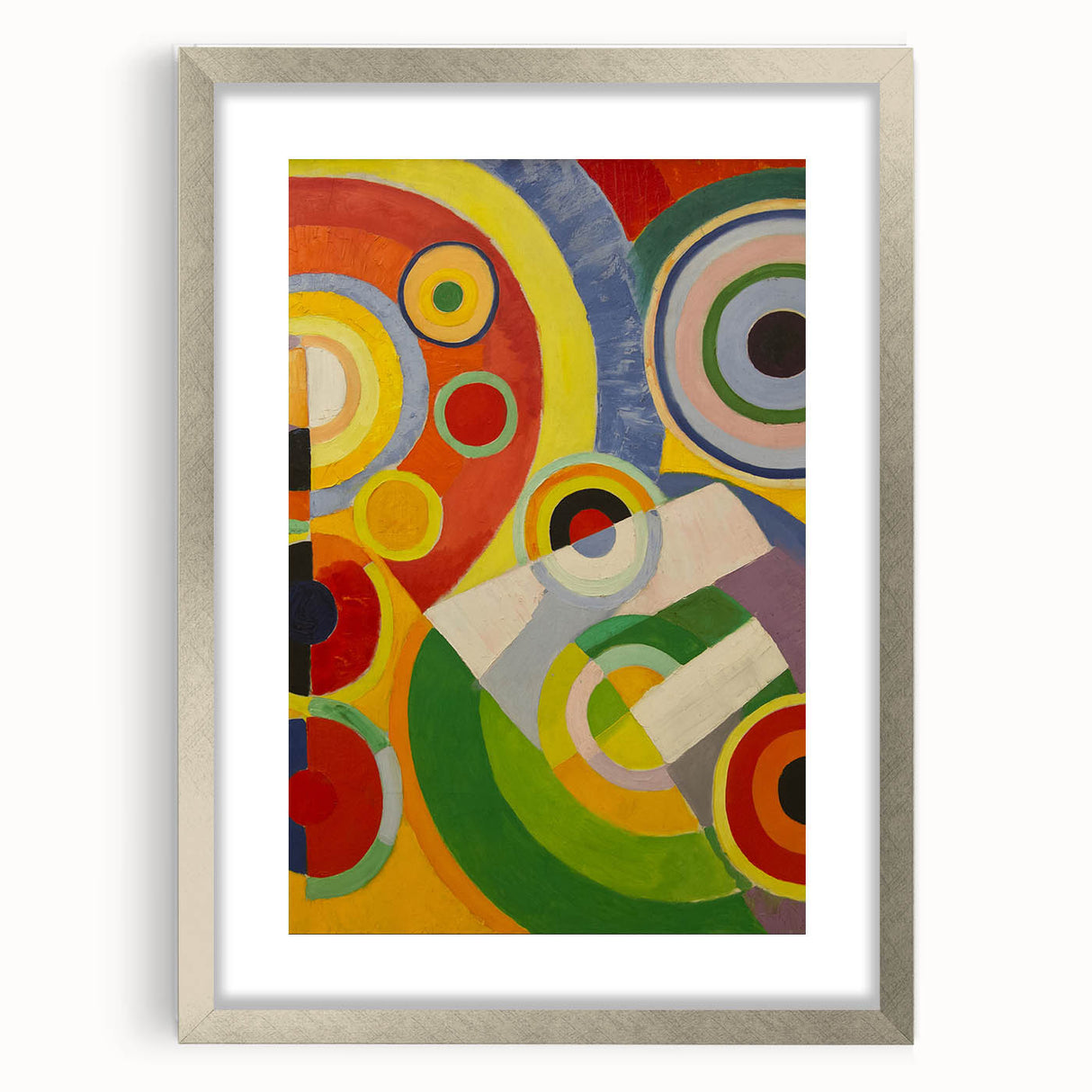 Colorful Geometric Circles Art - Bold Abstract Cubism Wall Decor