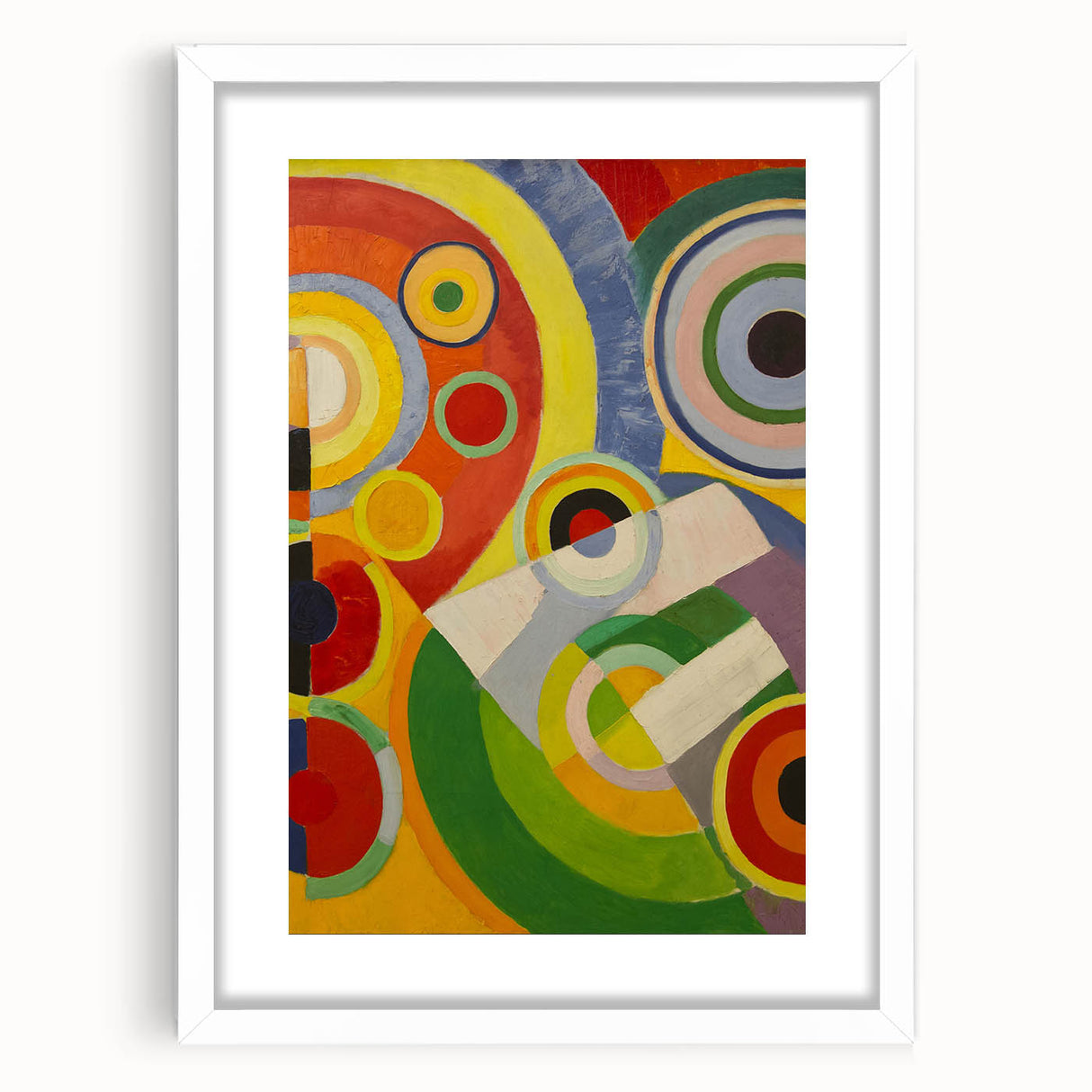 Colorful Geometric Circles Art - Bold Abstract Cubism Wall Decor