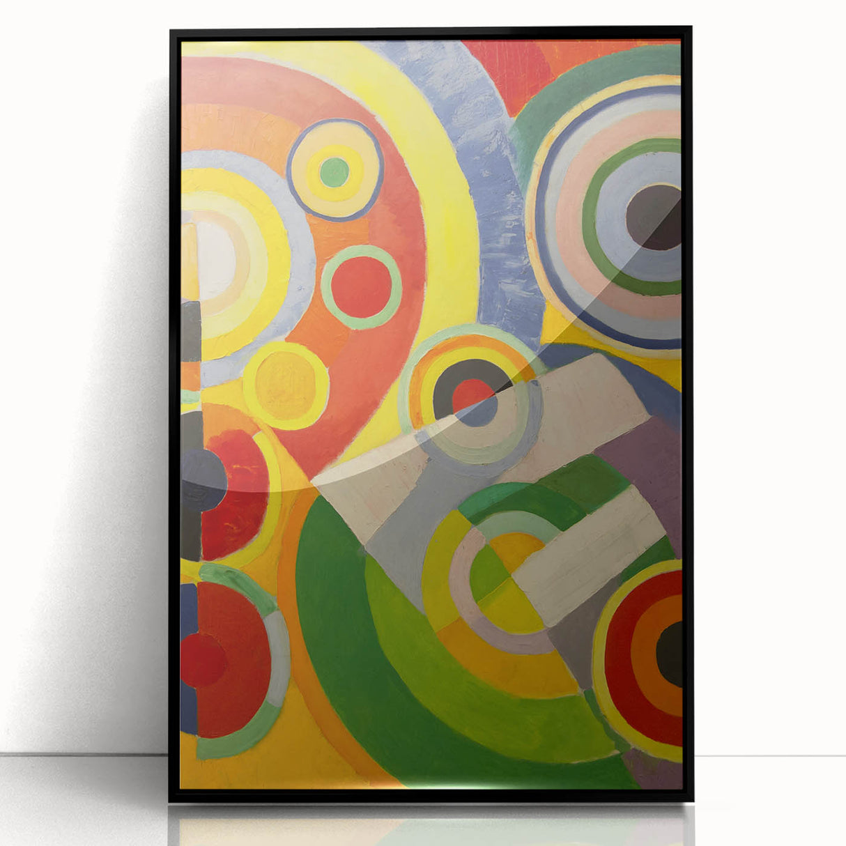 Colorful Geometric Circles Art - Bold Abstract Cubism Wall Decor