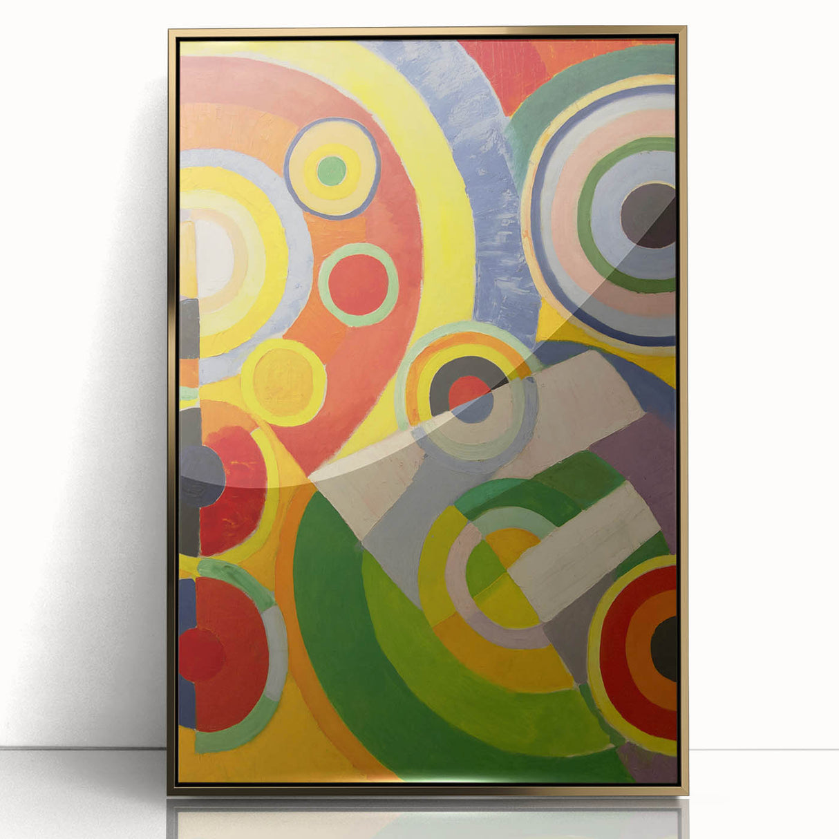Colorful Geometric Circles Art - Bold Abstract Cubism Wall Decor