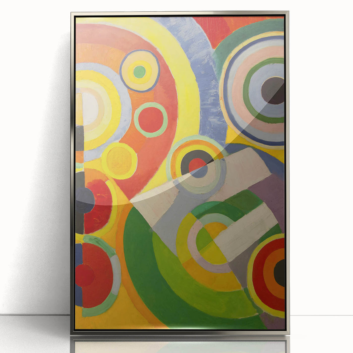 Colorful Geometric Circles Art - Bold Abstract Cubism Wall Decor