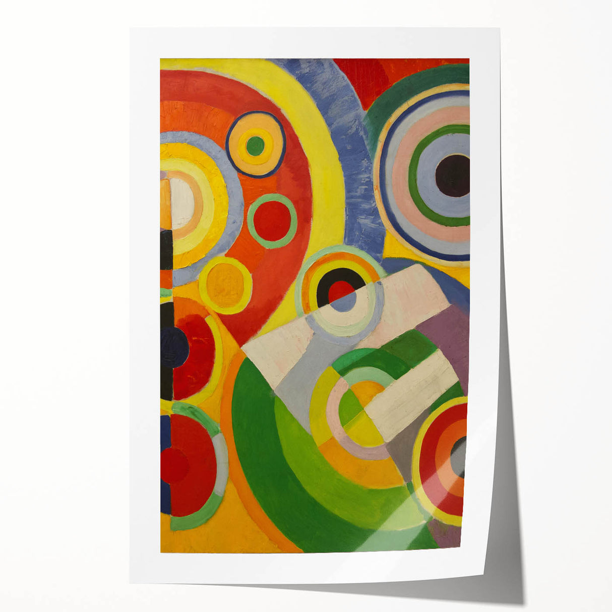 Colorful Geometric Circles Art - Bold Abstract Cubism Wall Decor