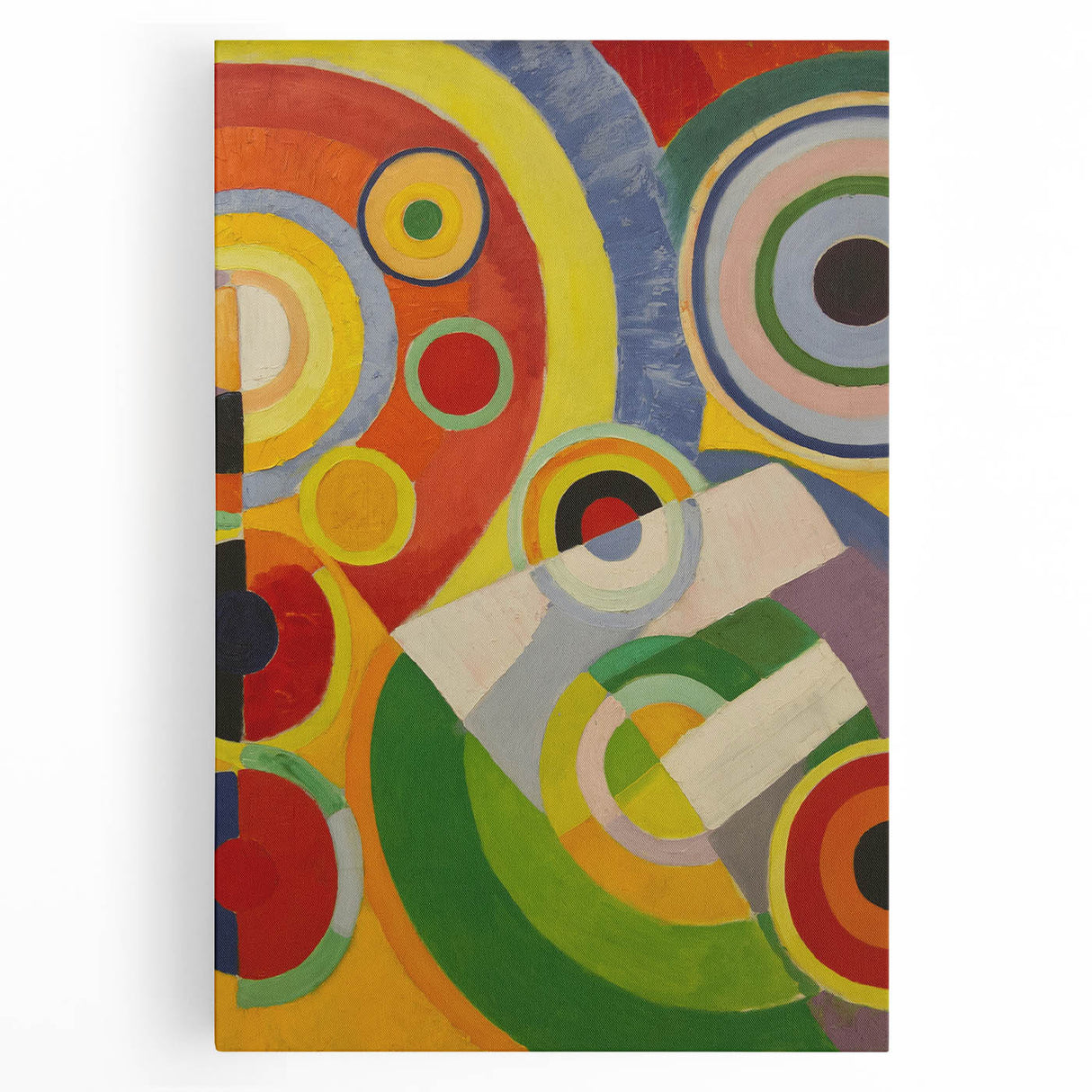 Colorful Geometric Circles Art - Bold Abstract Cubism Wall Decor