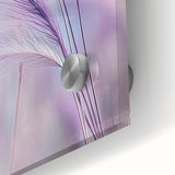 Close-up of a floral and botanical acrylic glass design showcasing vibrant colors and intricate details, ideal for home decor or artistic display.