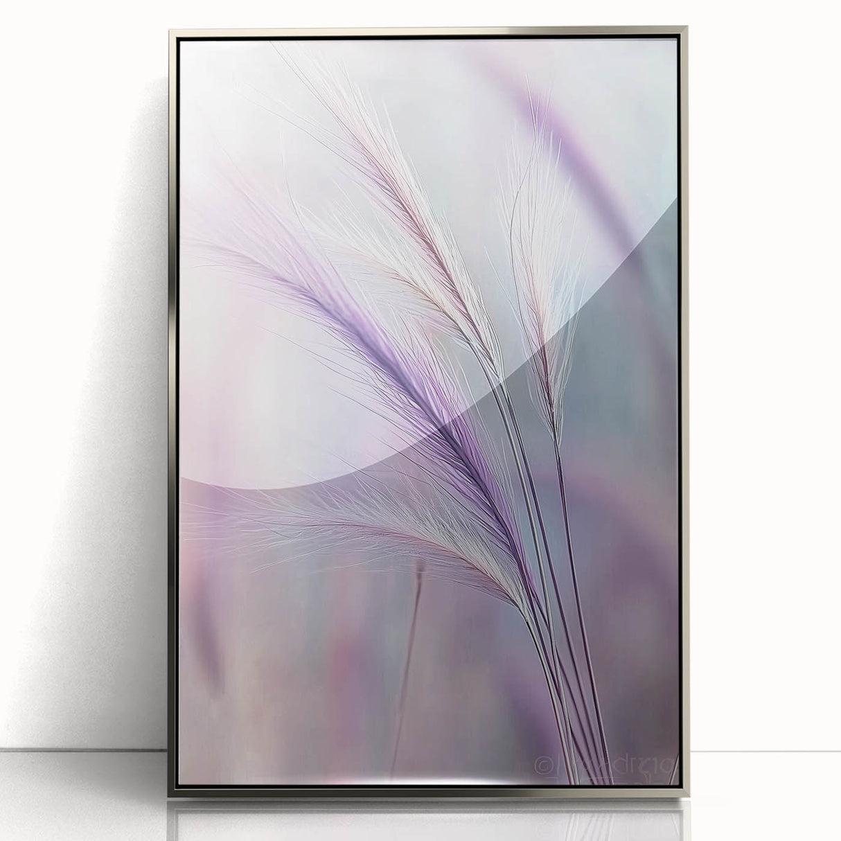 Framed acrylic wall art featuring a vibrant floral and botanical design in silver, showcasing intricate details and a modern aesthetic, perfect for home decor.