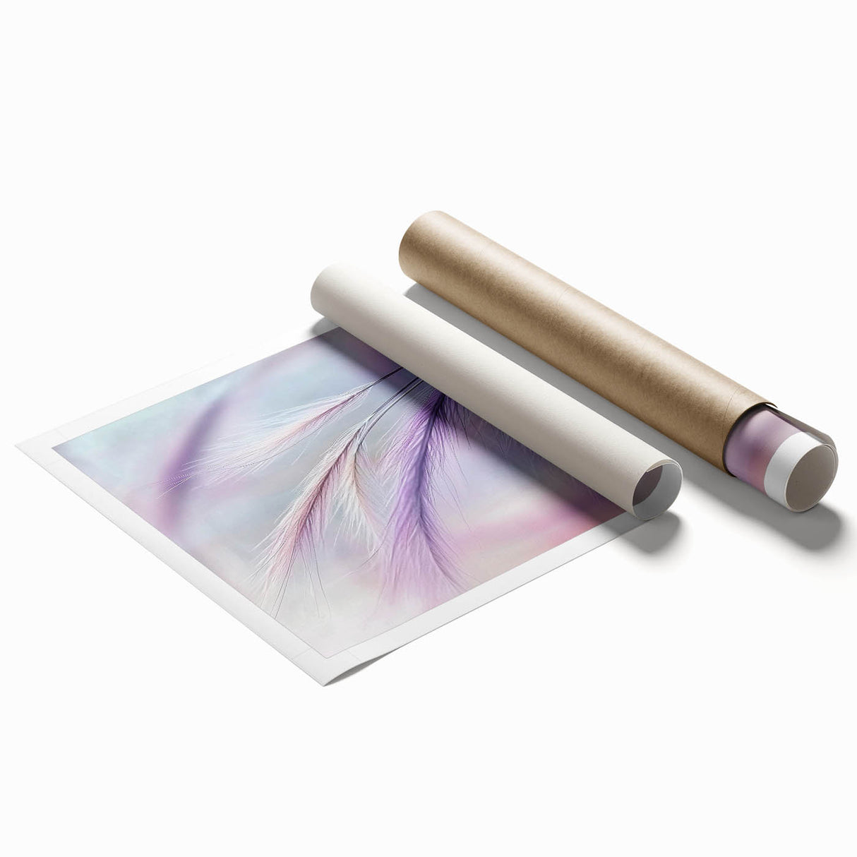 Floral and botanical rolled print showcasing vibrant flowers and intricate leaf patterns, elegantly packaged in a durable cardboard tube for easy display.