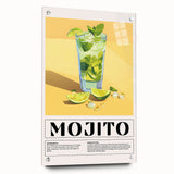 Large abstract wall art on acrylic glass depicting vibrant, multicolored food and drink motifs.