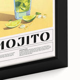 Extra large framed canvas featuring textured, colorful art of various foods and drinks on a black background.