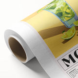 Art Deco poster featuring a stylized cocktail glass, rendered in bold black and gold tones on a rolled canvas.