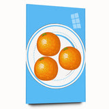 Large abstract wall art featuring vibrant fruit designs on acrylic glass, ideal for bedroom or dining room decor.