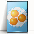 Large abstract wall art featuring assorted fruits in bold colors on a black acrylic framed print.