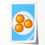 Rolled canvas print featuring an array of colorful fruits and floral elements, suitable for art wall dining room.