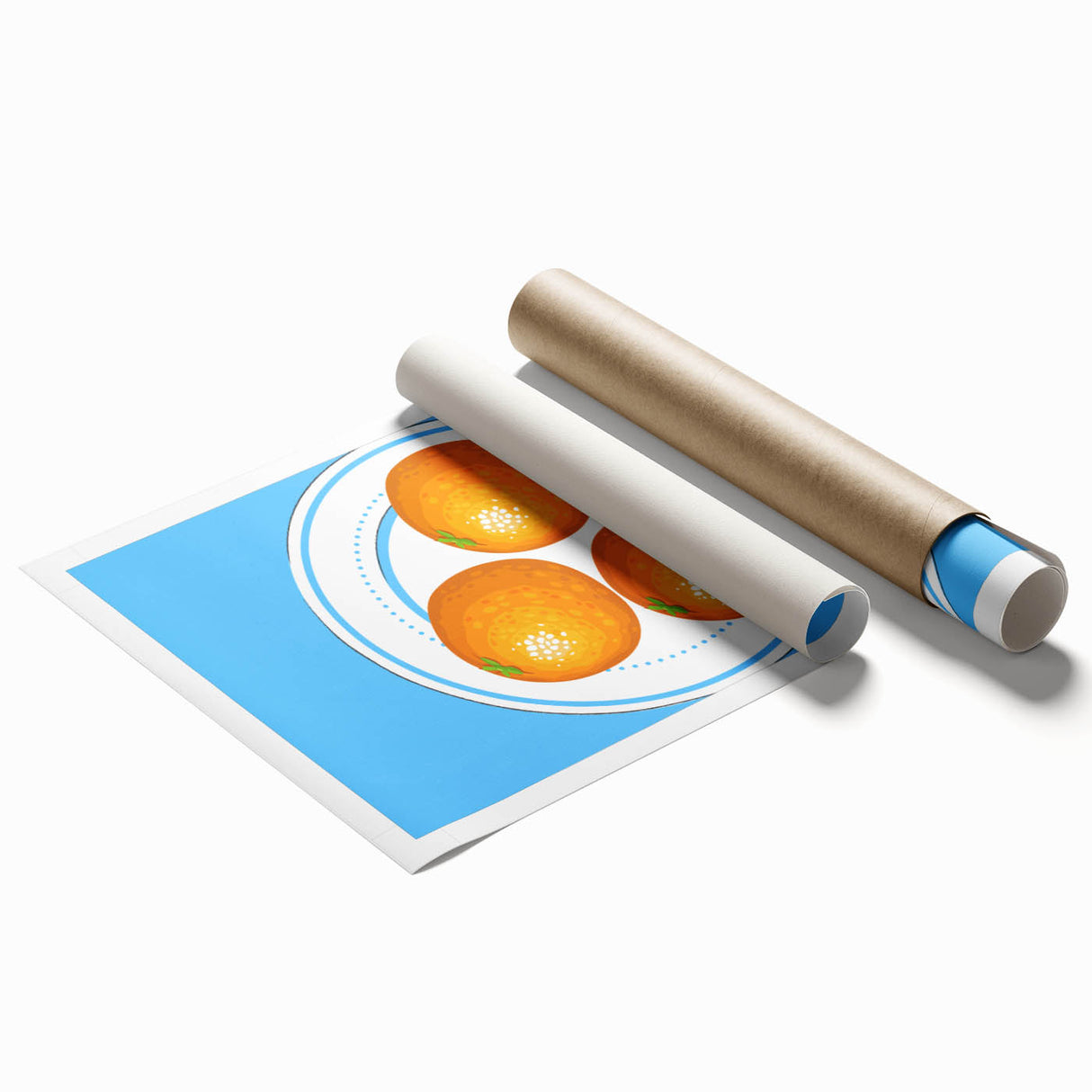 Extra large rolled print featuring an assortment of fruits in vibrant colors.