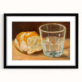 Extra large abstract art print of colorful pastries in a black frame, ideal for living room decor.