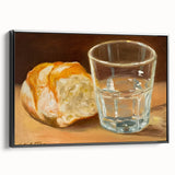 Black and white framed canvas featuring assorted pastries, ideal for bedroom wall decor or a kitchen setting.