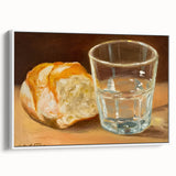 Vintage poster art of colorful pastries on a black background, framed canvas, ideal for living room decor.