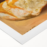 Art deco poster featuring an assortment of pastries in soft, neutral tones on rolled canvas, suitable for dining room decor.