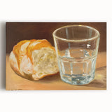 A black and white photograph of assorted pastries, printed on a large stretched canvas, ideal for kitchen wall art.