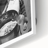 Large abstract wall art on acrylic glass featuring mid-century modernist design in vibrant colors.