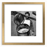 Extra large wall art featuring abstract art prints of people and food in textured style, framed in gold.