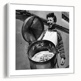 Vintage poster art of a bustling market scene in vibrant colors on a framed canvas, ideal for living room decor.