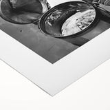 Art deco poster featuring a stylized food and people scene in bold colors on rolled canvas, suitable for dining room decor.