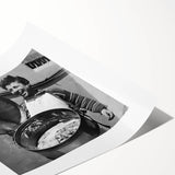 Extra large wall art featuring line art flowers in black on white rolled print, ideal for large living room decor.