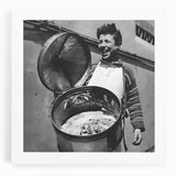 Large black and white stretched canvas depicting a bustling restaurant scene, ideal for kitchen wall art.