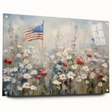 Patriotic Wildflowers & Flag - Patriotic Wall Art