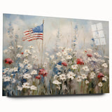 Patriotic Wildflowers & Flag - Patriotic Wall Art