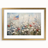 Patriotic Wildflowers & Flag - Patriotic Wall Art
