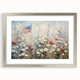 Patriotic Wildflowers & Flag - Patriotic Wall Art
