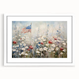 Patriotic Wildflowers & Flag - Patriotic Wall Art