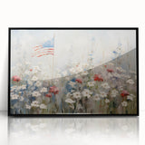 Patriotic Wildflowers & Flag - Patriotic Wall Art