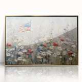 Patriotic Wildflowers & Flag - Patriotic Wall Art