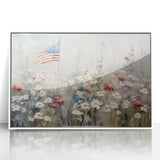 Patriotic Wildflowers & Flag - Patriotic Wall Art