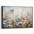 Patriotic Wildflowers & Flag - Patriotic Wall Art