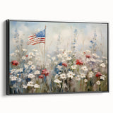 Patriotic Wildflowers & Flag - Patriotic Wall Art