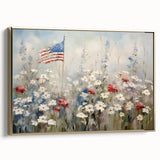 Patriotic Wildflowers & Flag - Patriotic Wall Art