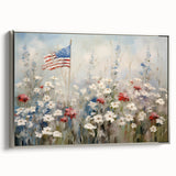 Patriotic Wildflowers & Flag - Patriotic Wall Art