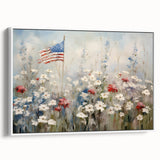 Patriotic Wildflowers & Flag - Patriotic Wall Art