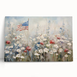 Patriotic Wildflowers & Flag - Patriotic Wall Art