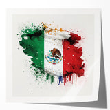 Mexican Fiesta Wall Art - Vibrant Splattered Mexican Flag Print